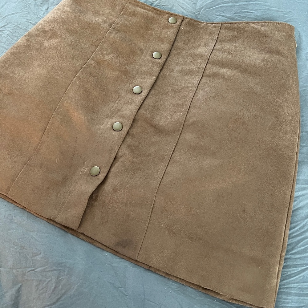 GAP Faux Suede Mini Skirt with Button Detail